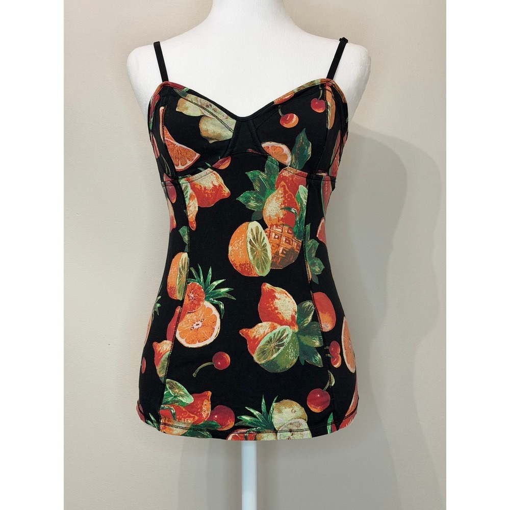 Black Talula Fruit Print Spaghetti Strap Top - Size M